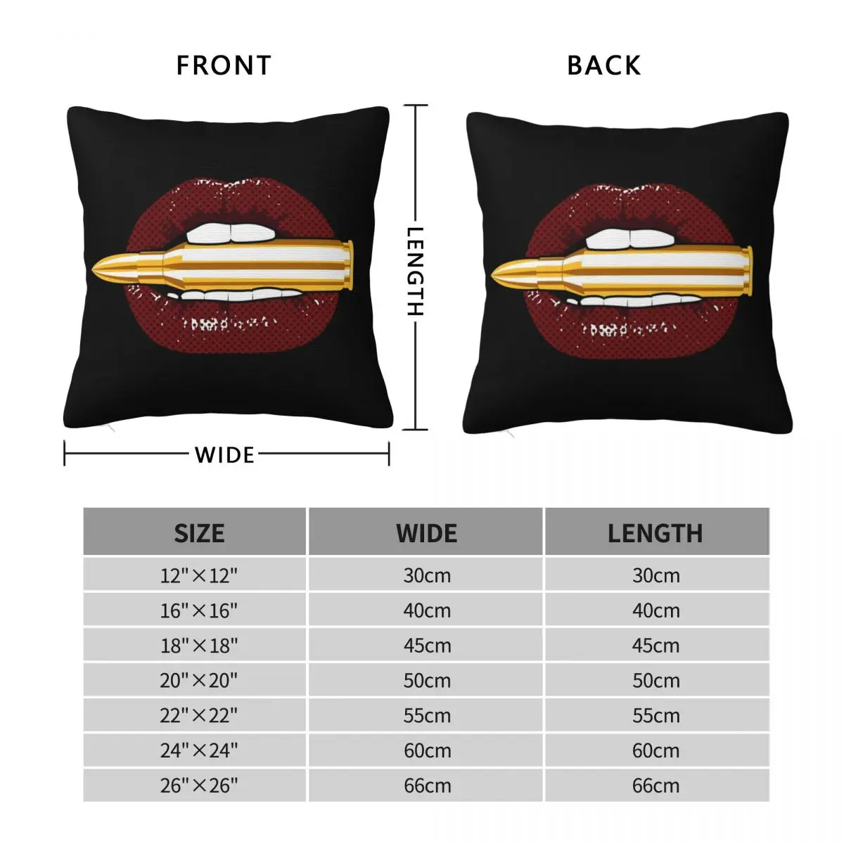 Bite The Bullet Square Pillowcase Polyester Linen Velvet Pattern Zip Decor Throw Pillow Case Car Cushion Case