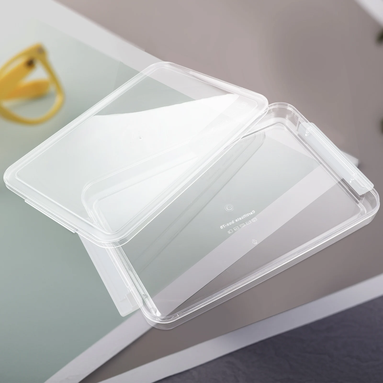 

Transparent Abs Document Storage With Snap-Tight Buckle Clear Desktop Container For Office Home Stackable File Organizer