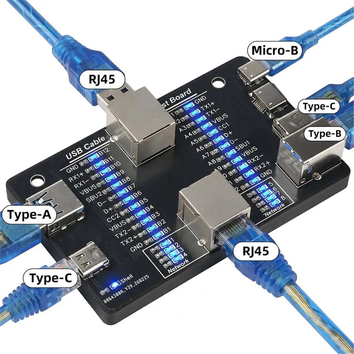 Multifunctional USB Cable Tester USB3.0/3.1/3.2 Type-C 24Pin Cable Detector Support Micro-B RJ45 Cable Test Tool
