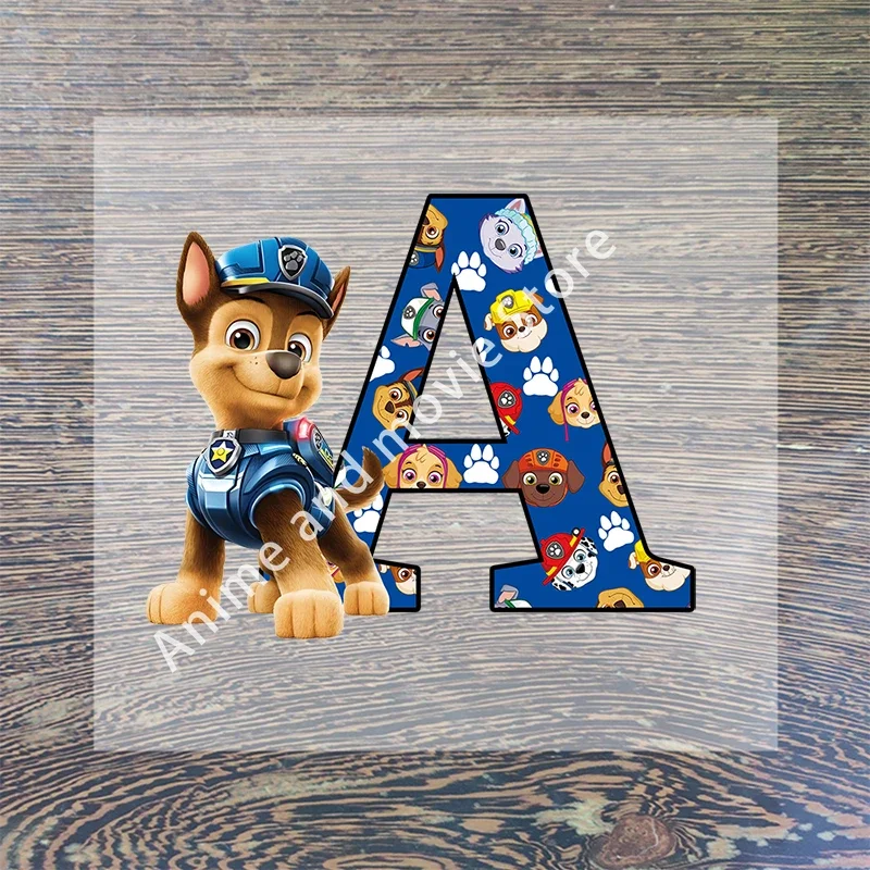 Paws Patrols Chases Iron on Patch Sticker Letter A-Z Customization Stitch Patches T-shirt Tops Clothing Cartoon Anime Cute Gifts