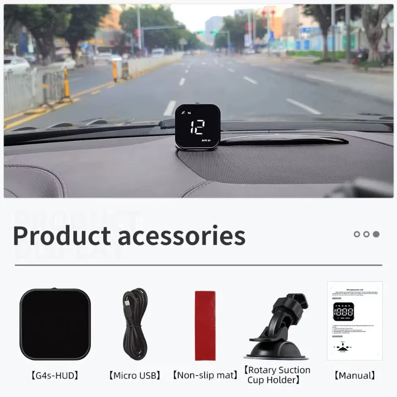 Car Head Up Display Speedometer USB Powered Mini 2.5 Inch With GPS Compass G4S Overspeed Alarm LED HUD Fatigue Driving Reminder