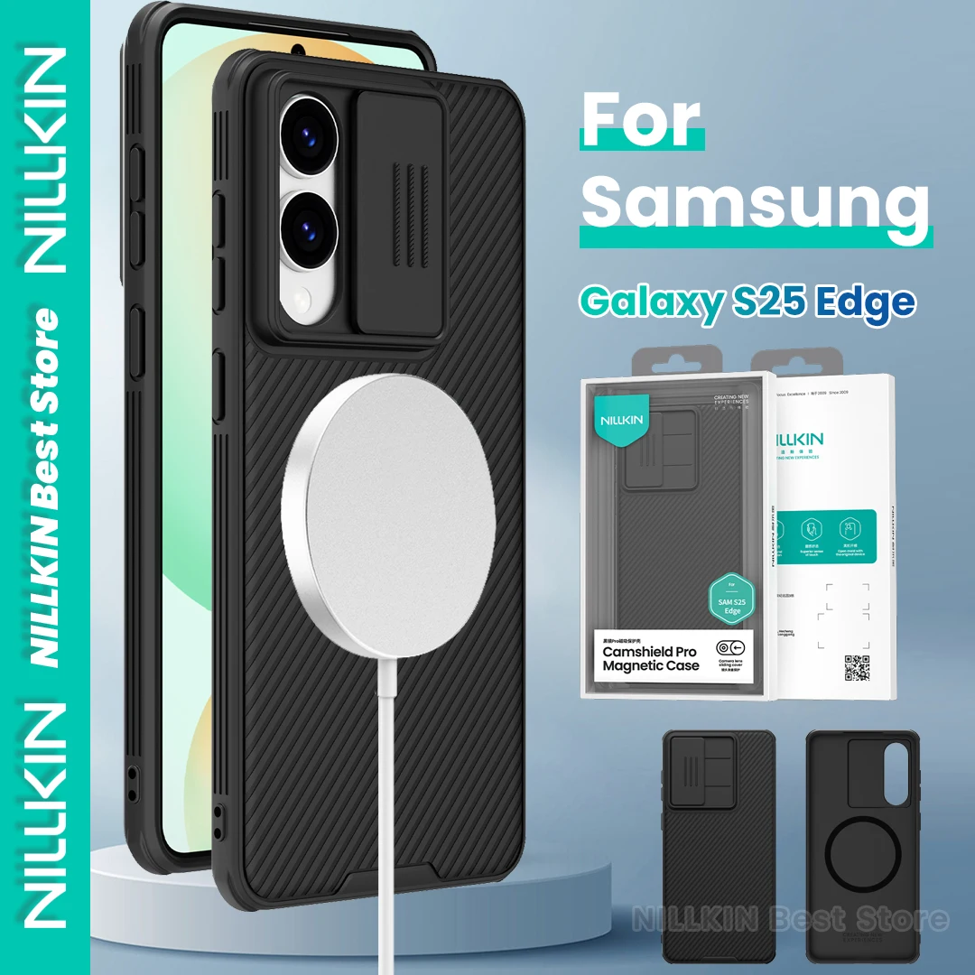 

Чехол Nillkin для Samsung Galaxy S25 Edge Magsafe, слайдер для объектива, ТПУ + ПК 360° ° Магнитный чехол Camshield Pro с универсальной защитой