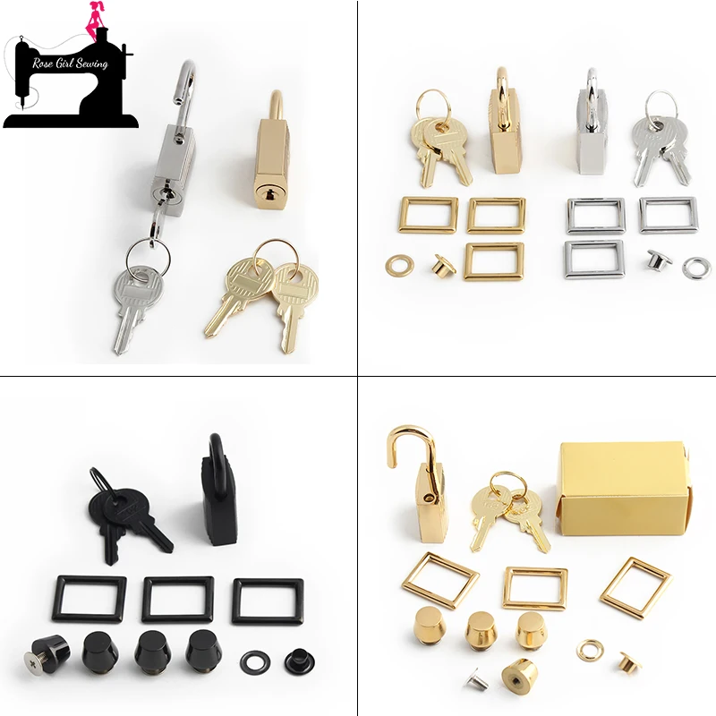 1/5Sets Black/Gold/Silver Small/Big Size Luxury Metal Locks For Female Crossbody Bags Shopping Tote Rectangle Buckle Accessories