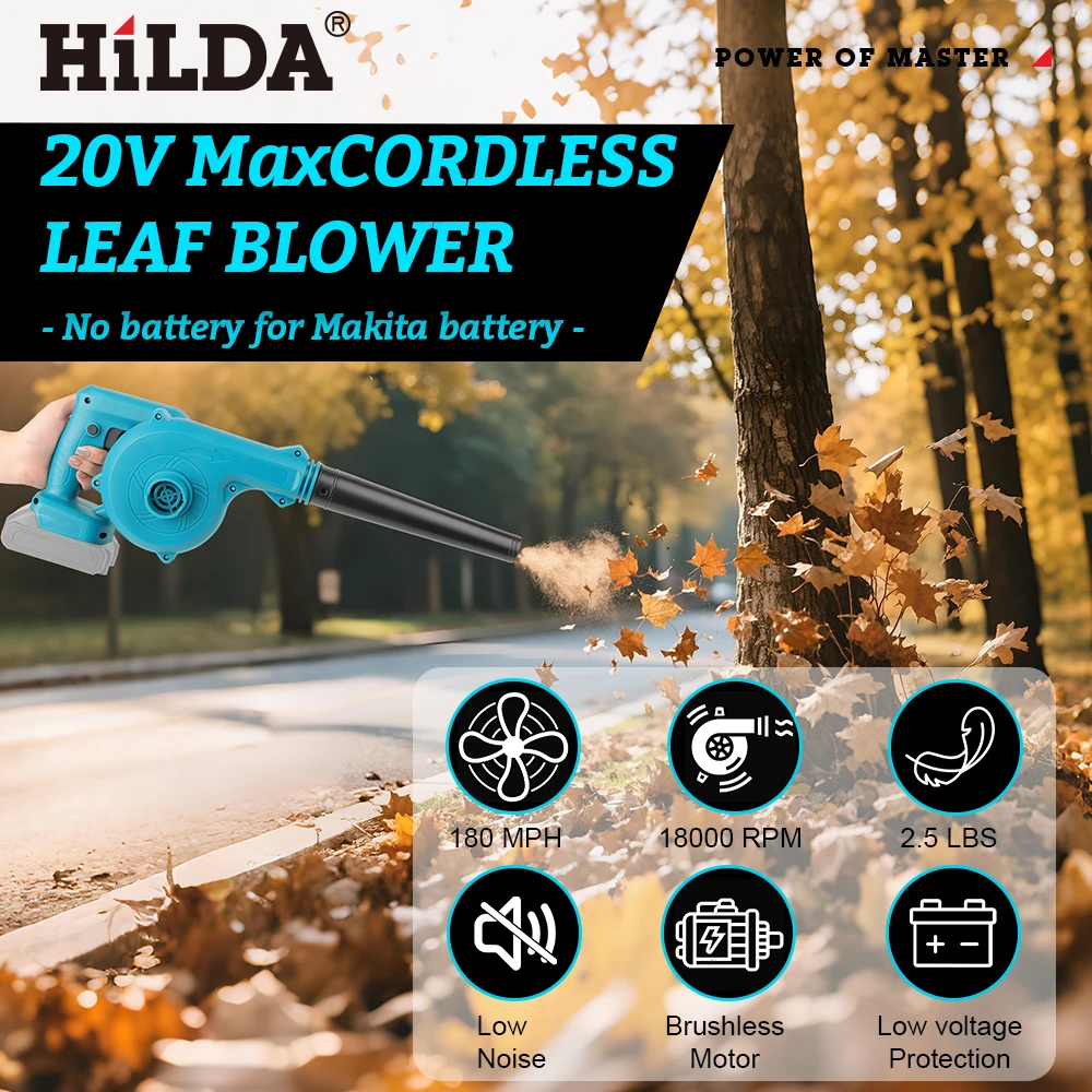 هيلدا منفاخ كهربائي لاسلكي أزرق توربو 2 في 1 آلة نفخ وشفط يده مكنسة كهربائية لبطارية ماكيتا 18 فولت #5