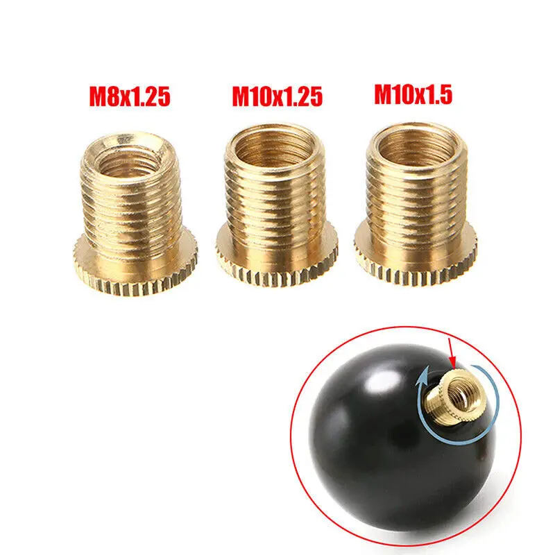 Universal 3X Gear Shift Knob Thread Adapter Insert Kit M10x1.25 M10x1.5 M8x1.25