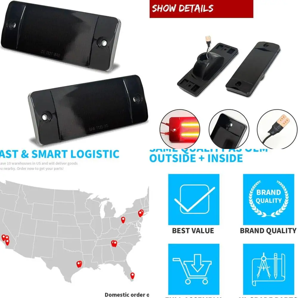 

Дымчатый красный задний бампер, боковые габаритные огни, боковые габаритные огни с лампами для Ford для Bronco 1970-1977, для F250 1970-1972 для F3