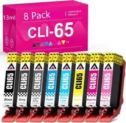 CLI65 Ink Cartridge 8 Color High Yield CLI-65 Ink Cartridge Replacement for Pixma Pro 200 Printer 8-Color with Chip Version