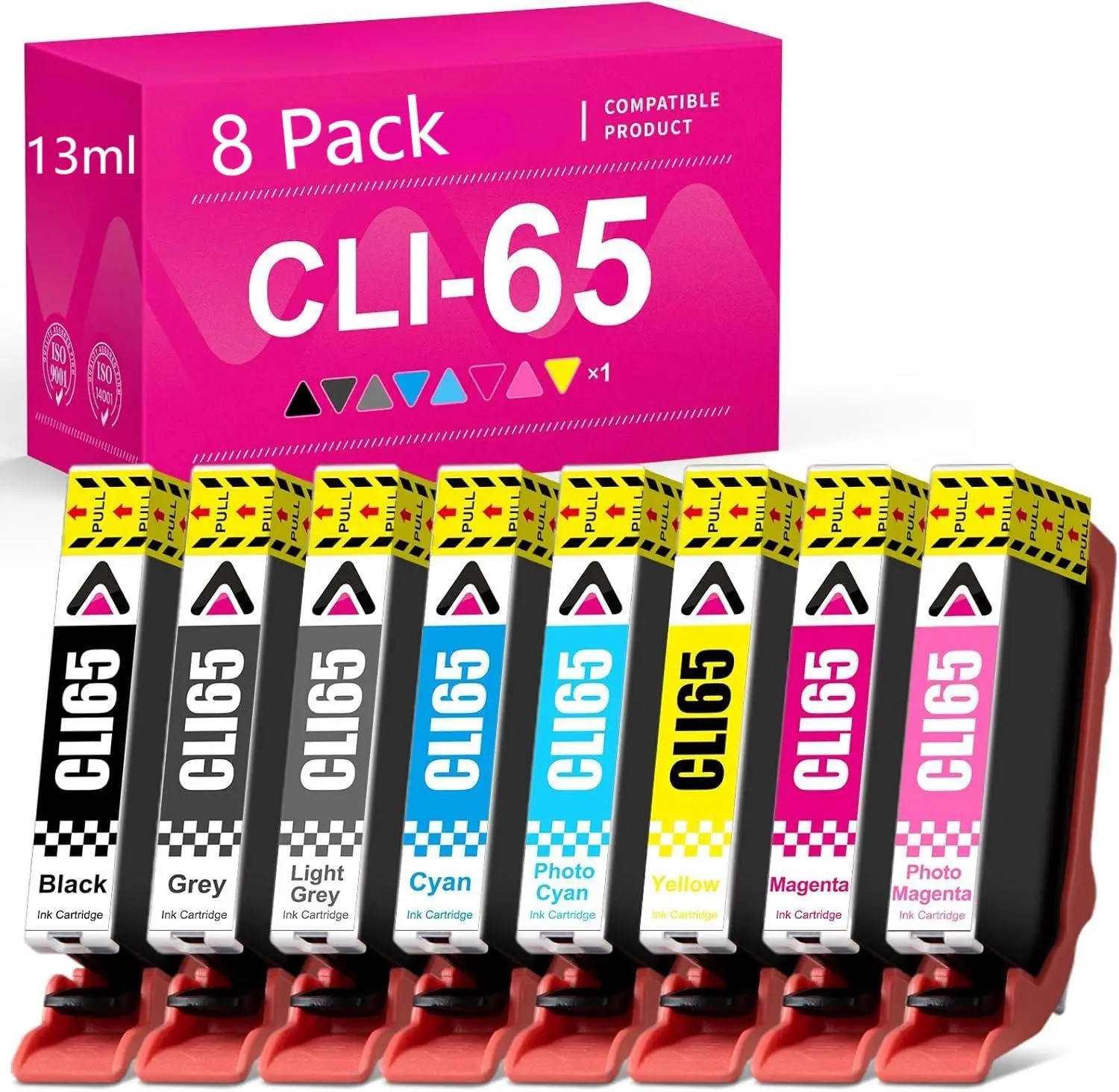 CLI-65 Ink Cartridge 8 Color High Yield CLI 65 Ink Cartridge Replacement for Pixma Pro 200 Printer 8-Color with Chip Version