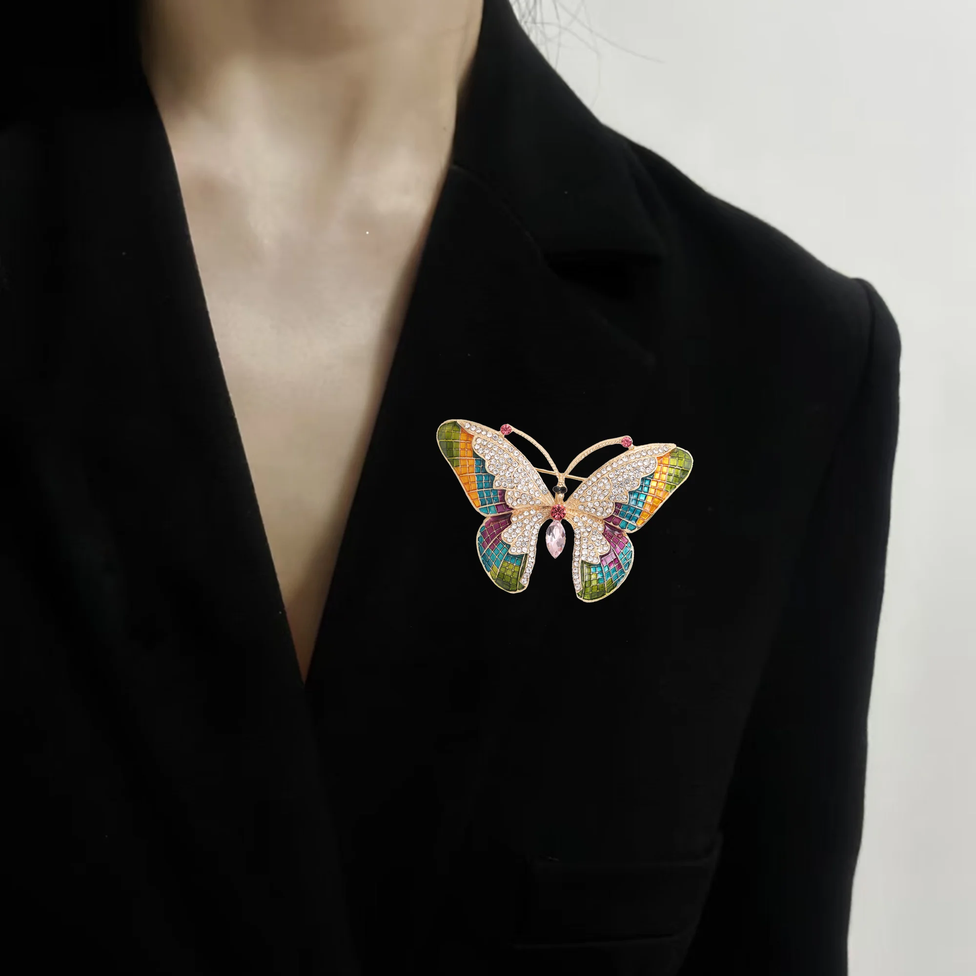 

Beaut&Berry Trendy Rhinestones Butterfly Brooches for Women Unisex Insect Pins Casual Party Jewelry Accessories Gift Decoration