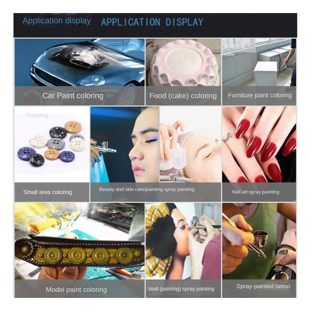 

ABWR-Color Airbrush Pump Kit Dual-Action Air Brush/Nozzles Needle Use EU Plug For Cake/Model/Crafts