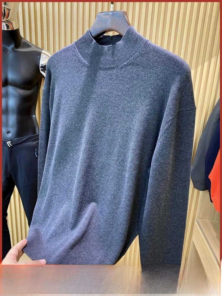 

Мужской высокоэластичный дышащий вязаный свитер из смеси хлопка, приятный для кожи, с высоким воротником, осень-зима, новый Sle Faion...