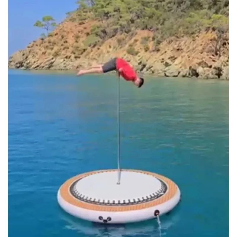 Inflatable floating water platform with dance pole