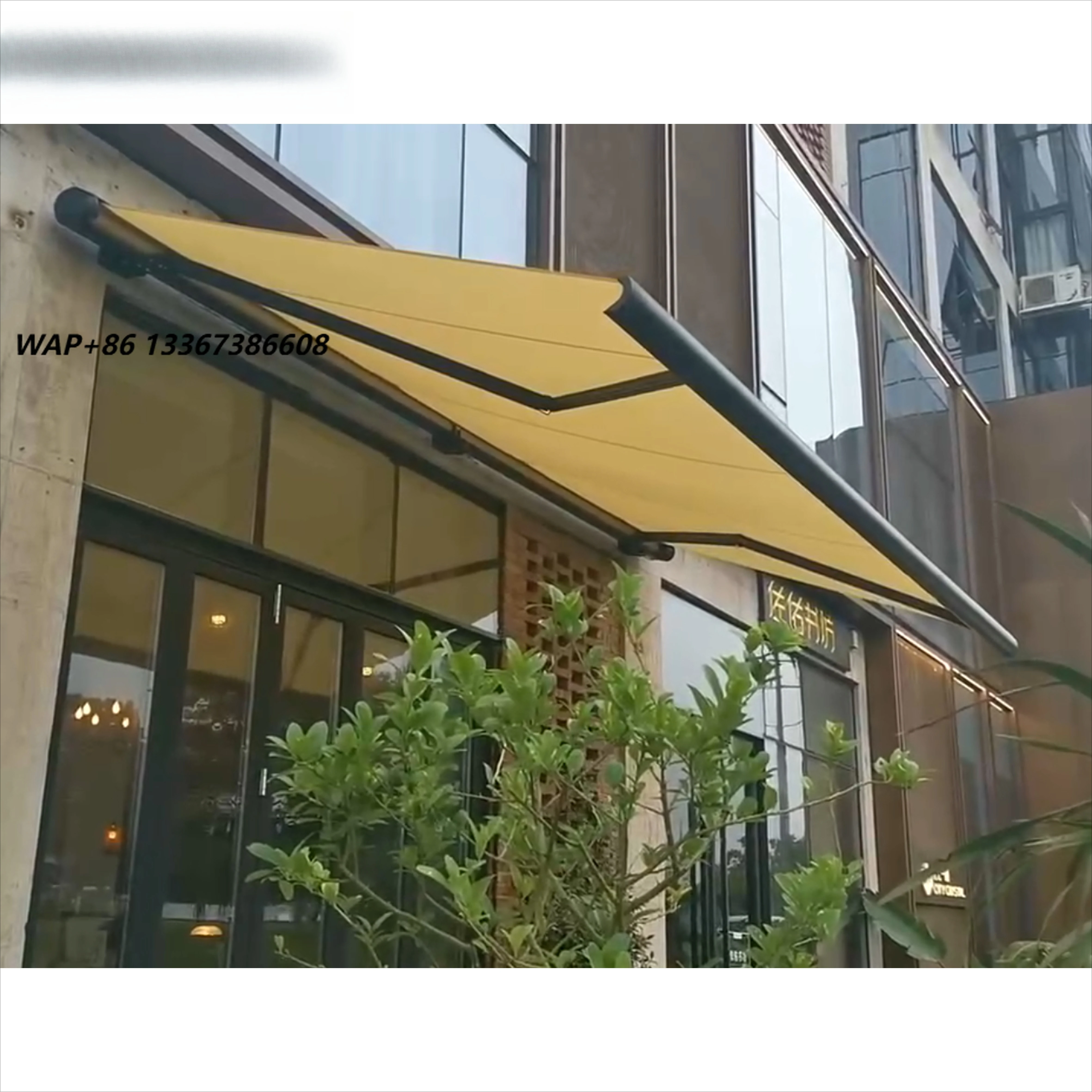 Electric Aluminum Alloy Folding Arm Retractable Balcony Awning Rainproof Sunshade with LED Lighting