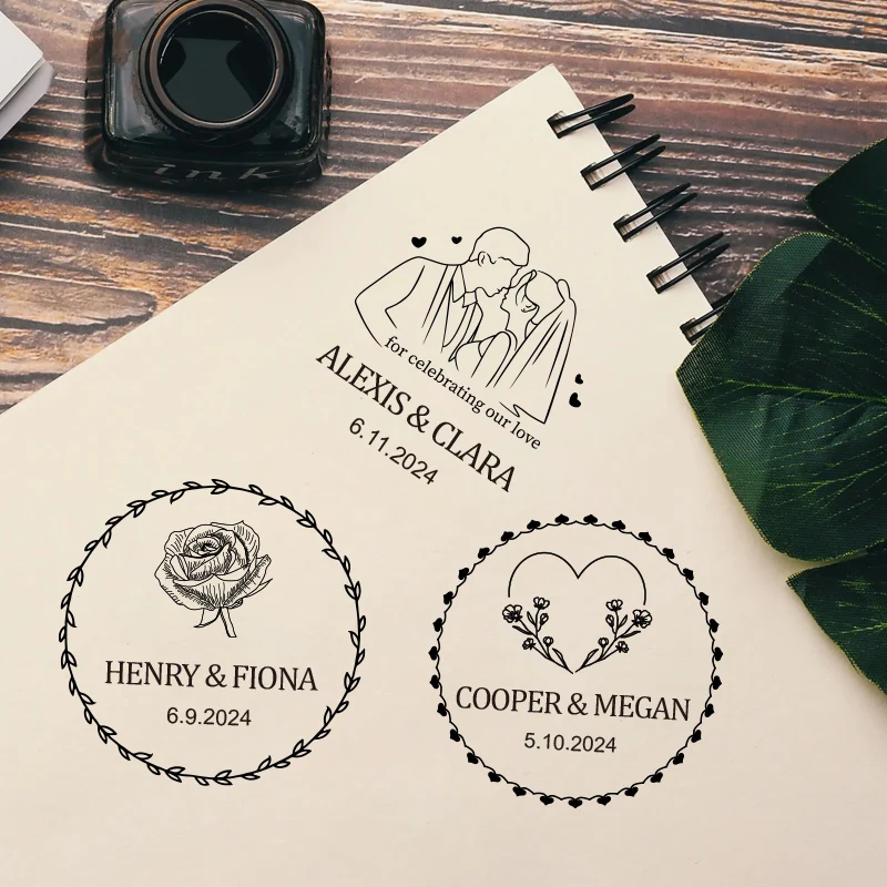 مجموعة طوابع ختم الزفاف المخصصة للدعوات والبطاقات وسجلات القصاصات - لوازم حرفية مخصصة يمكنك صنعها بنفسك مع شعار محفور وهدايا #5