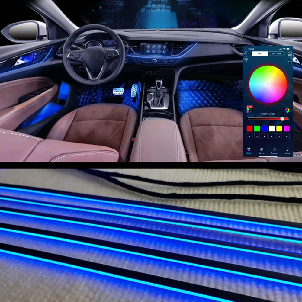 

18 In 1 4M RGB LED Car Ambient Interior Light with App Control Car Fiber Optic Neon Atmosphere Strip Light Decorative Lamps