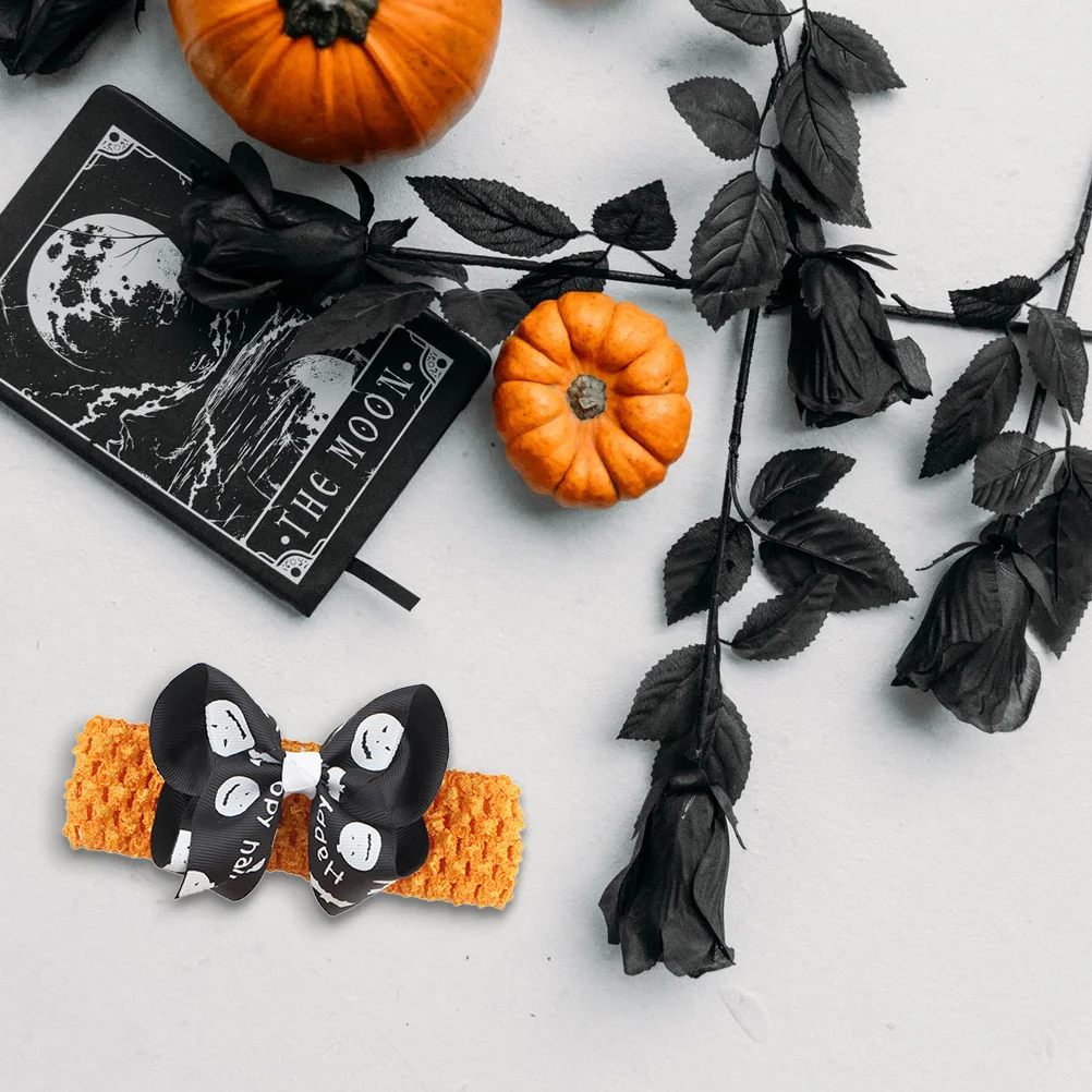 4 Pcs Headband Hair Ties for Kids Halloween Bow Hairband Headdress Baby Infant Bands Pumpkin