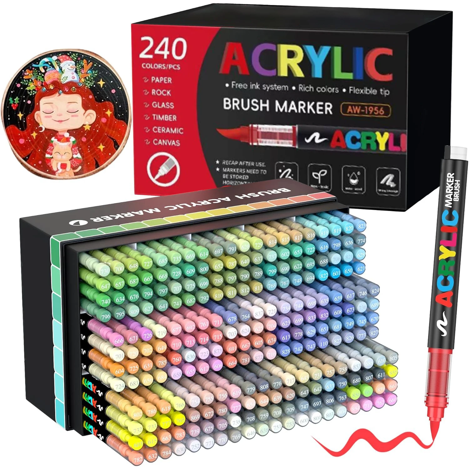 12-366 kleuren acrylverfmarker Waterdichte acrylborstelmarker Professionele acrylmarker Set DIY-kleurkunstbenodigdheden