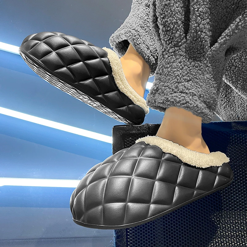 زوج Xinluo من الأحذية القطنية الشتوية للرجال، شباشب قطنية دافئة جديدة مقاومة للانزلاق ومقاومة للاهتراء