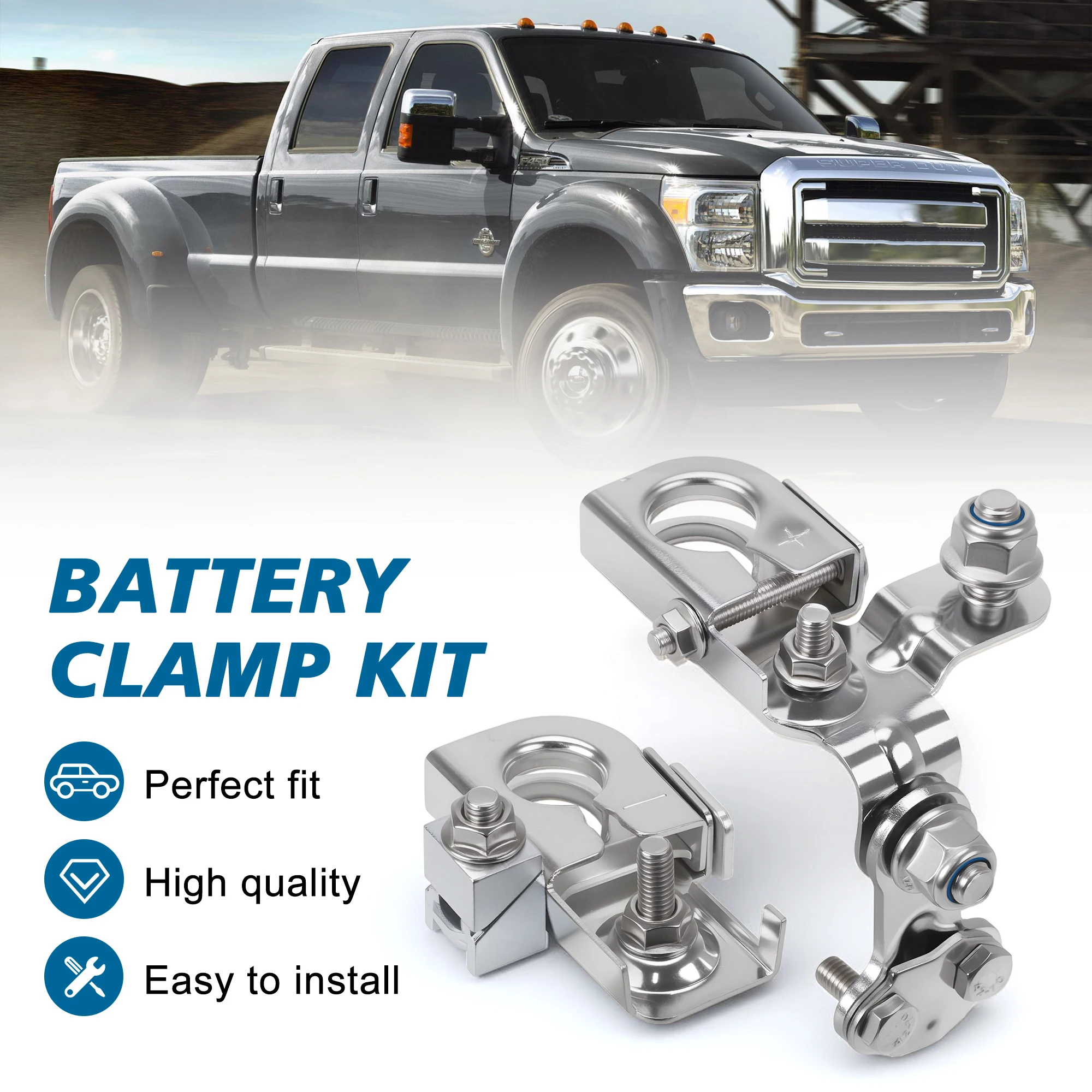     フォード F-150 2010-2017 交換用 BT4Z-14450-BA AL3Z-14300-A ネガティブバッテリーターミナル シルバーアルミニウムと銅 ﻿