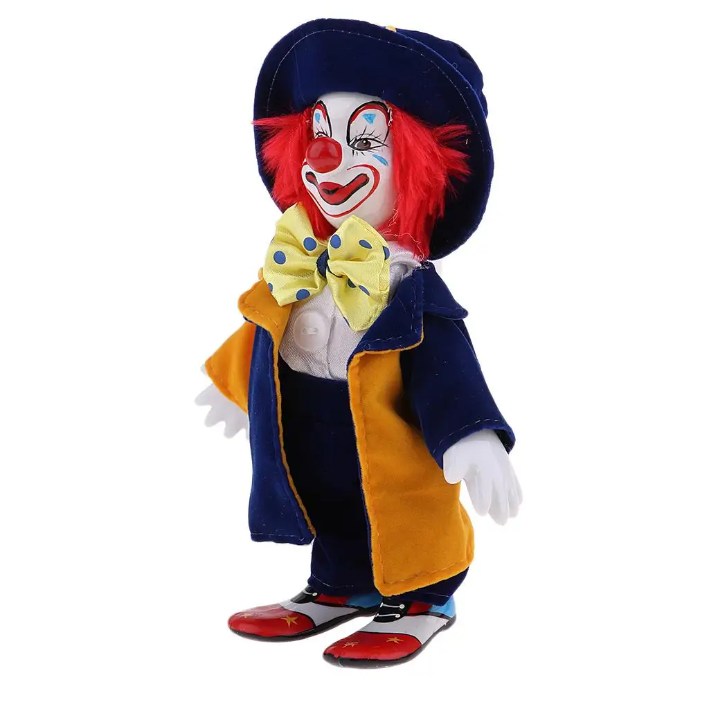 7 Inch Porcelain Smiling Clown Doll Wearing Colorful Outfits, Funny Harlequin Doll, Props, Halloween Decor