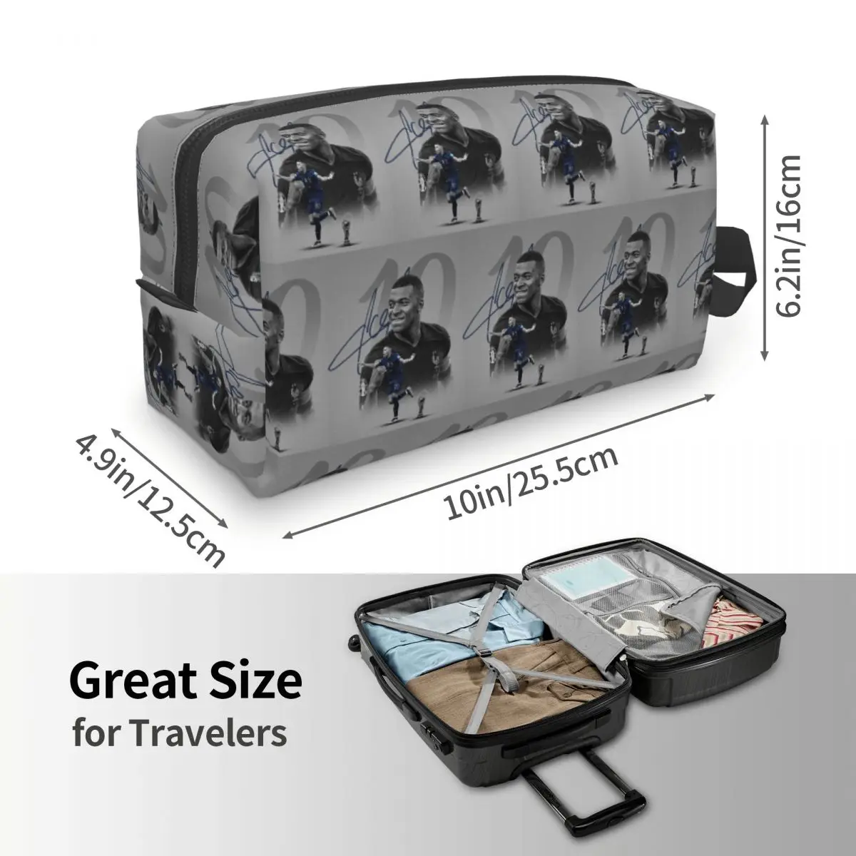 Football KM Mbappe Soccer Makeup Bag Cosmetic Organizer Storage Dopp Kit Toiletry Cosmetic Bag for Women Beauty Travel