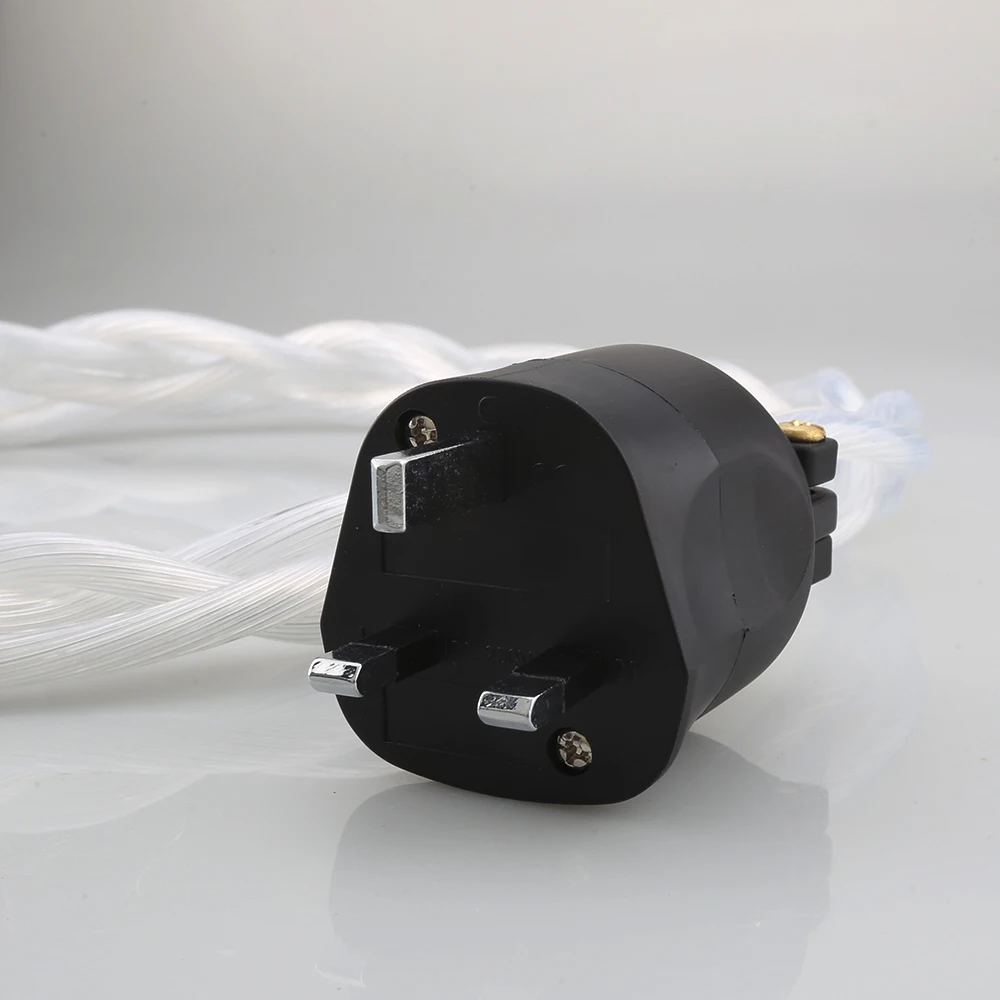 Câble d'alimentation ca britannique à cristal unique 5N OCC, amplificateur audio Audiophile, filtre DAC, câble d'alimentation HIFI, prise plaquée Rhodium en fibre de carbone