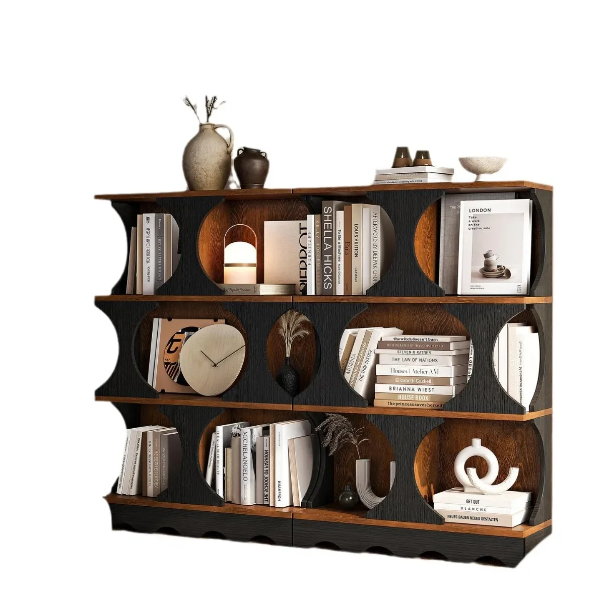 

Medieval red oak bookshelf, classical style storage bookcase