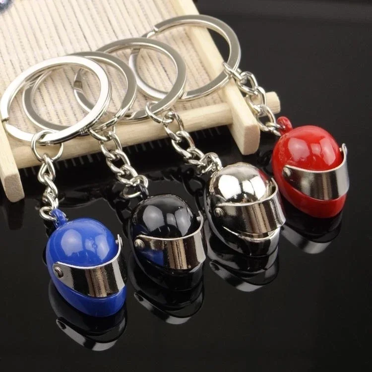 Creative Simulation Motorcycle Helmet keychains Exquisite Mini Stereo Cap Model Backpack Key Pendant For Men Gift