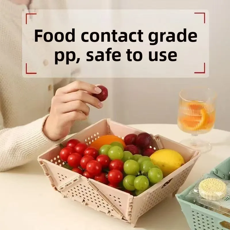 Collapsible Colander Large Capacity, Fruit Vegetable Washing Basket Strainer with Handles, Space-Saving Kitchen Drainage Bowl