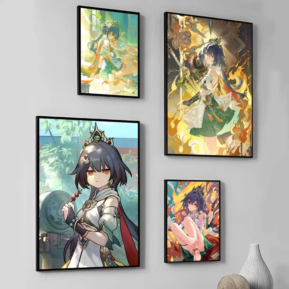 Game Cute Girl Anime Honkai Star Rail Yunli Posters Self Adhesive Waterproof Ideal For Living Room Bedroom Bar Decoration