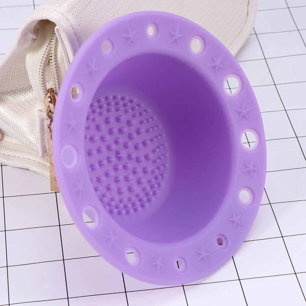 1pc escova de silicone limpador ferramentas de lavagem cosméticos maquiagem escova titular purificador placa pinceles almofada de limpeza (roxo)