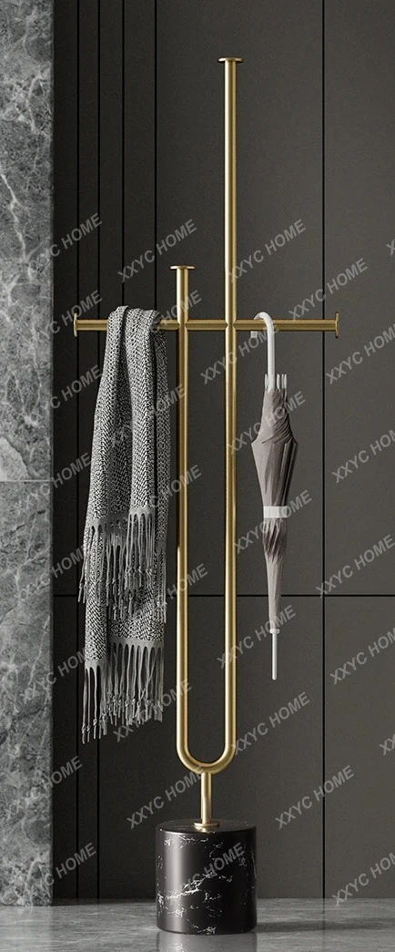 YX All copper light luxury creative hanger living room marble floor coat rack rotating coat hook