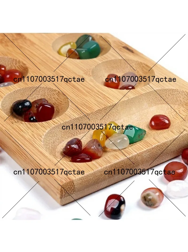 Mancala Board Game with 65 Colored Stones Ancient Strategy Game for Family Game Night Party Favors Christmas Gift