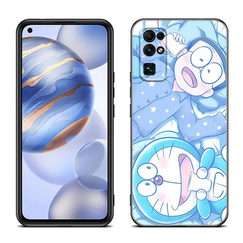 Anime Doraemon Phone Case For Huawei Honor 60 50 SE 30S Mate 30 20 10 Lite 40 Nova 9 8 Pro Y60 8i 7i 7SE 5T Premium Black Cover