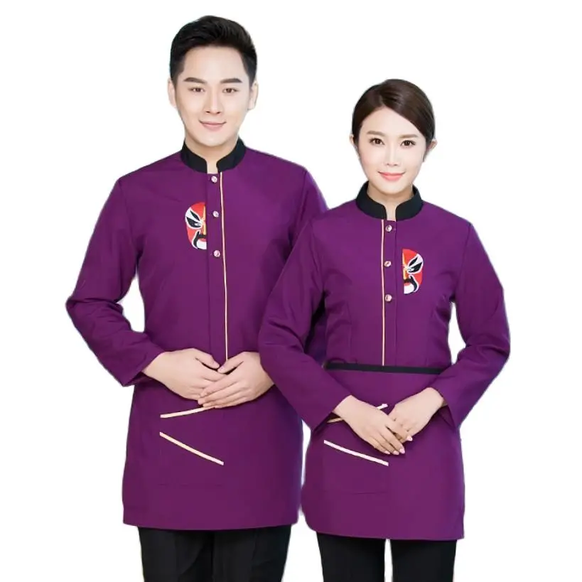 Herfst Winter Hotel Kostuum Unisex Food Ober Uniformen Chinese Stijl Restaurant Werkkleding