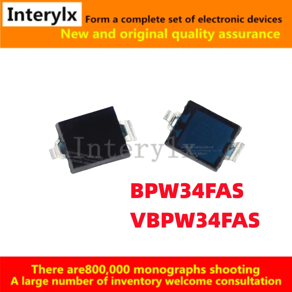 10Pcs/Lot New BPW34 BPW34FAS VBPW34FAS Silicon Photocell Photodiode SMD Black Wavelength 880 950nm Angle ±60° 65°