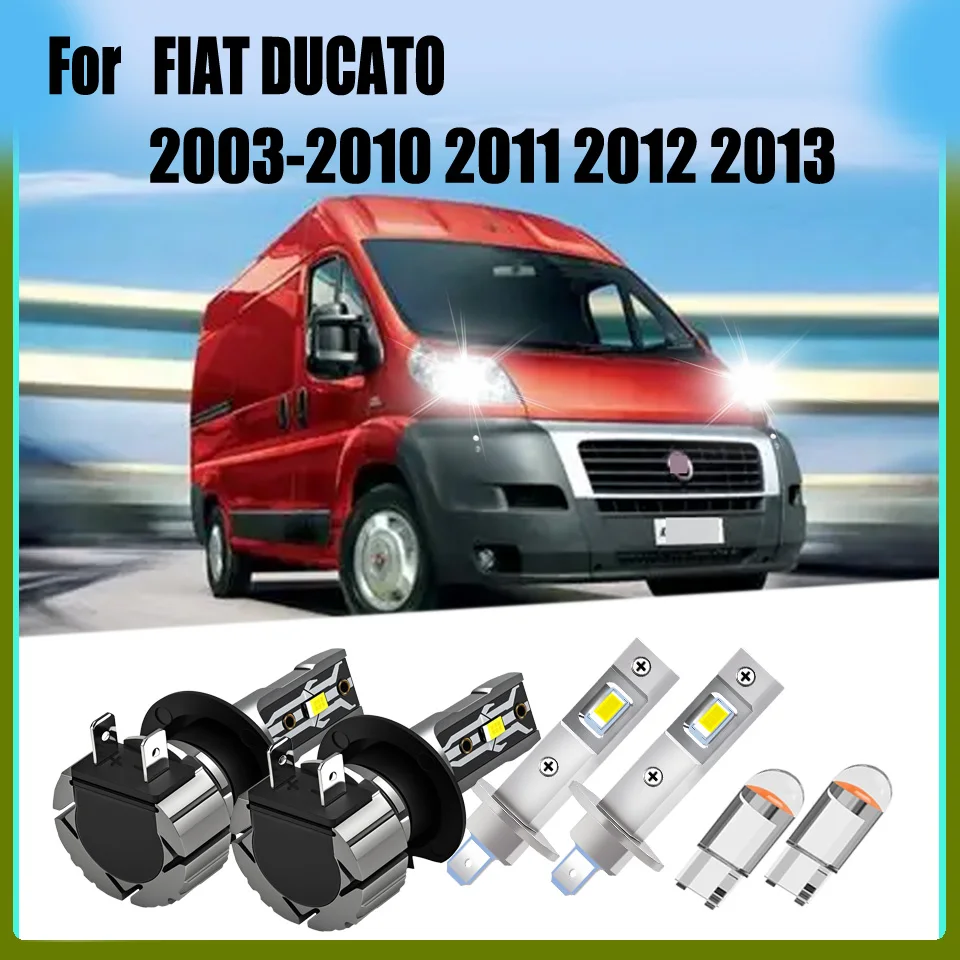 

H1 H7 LED Headlight High Low Beam Fanless Overheat Protection For FIAT DUCATO 2003 2004 2005 2006 2007 2008 2009 2010 2011-2013