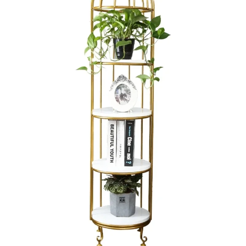 style iron birdcage storage rack, balcony, living room, floor to floor, multi-layer flower rack, decorative rack, display