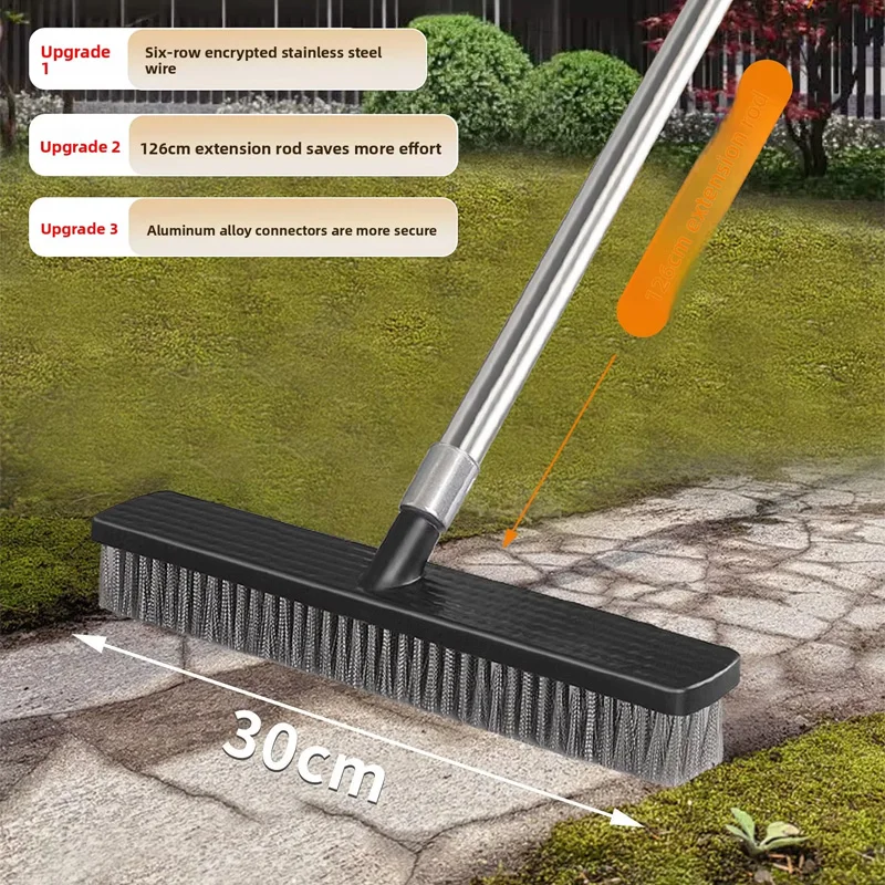Durable Heavy-duty Steel Wire Floor Brush For Courtyards,firm Bristles Won't Loosen/shed In Tough Scrubbing, For Patios & Shops