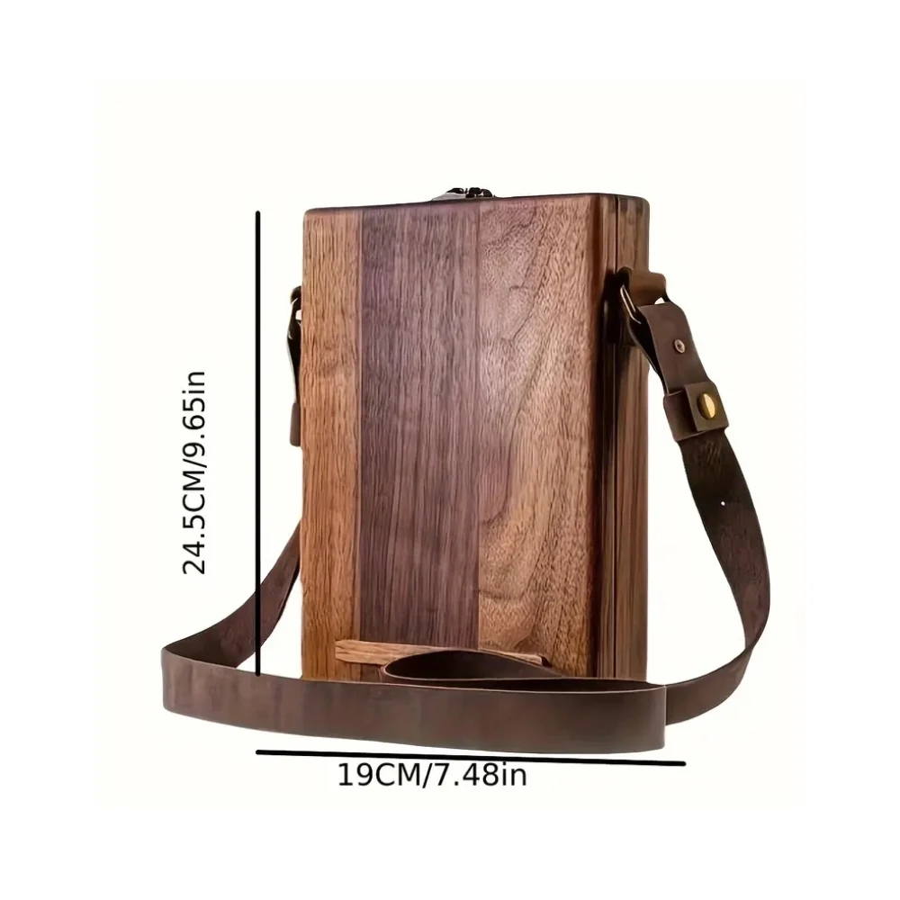 Retro Nostalgic Writers Wood Box Bags Women\'s Wood Messenger Bags Outdoor Sketch Bags Tool Storage with Lid Souvenir Box Bags