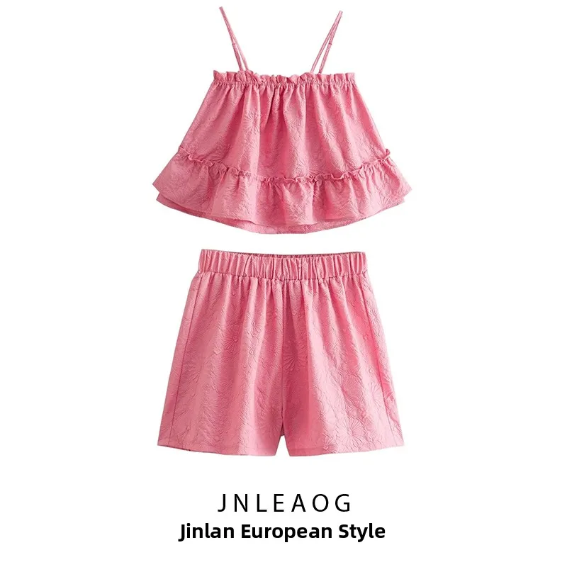 Conjunto F de Duas Peças Floral da Nova Coleção Primavera JNLEAOG, Estilo Versátil e E para Férias, Tecido de P...