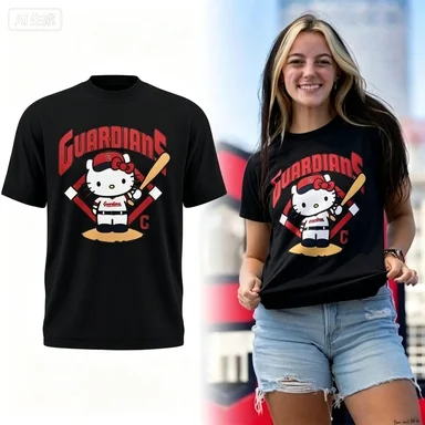 Guardians X Hello Kitty Night 2026 Summer Men and Women Parent Child Cotton T-shirt Comfortable, Breathable High Quality Ins Y2k