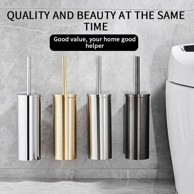 Toilet Brush High Quality Wall Mounted 304 Stainless Steel Cleaning Tools No Drill Bathroom Accessories WB8713