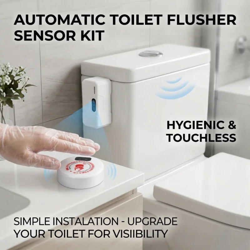 Household Smart Infrared Induction Toilet Flusher Set Charging Automatic Toilet Flush Push Free-Button Sensor Toilet Accessories