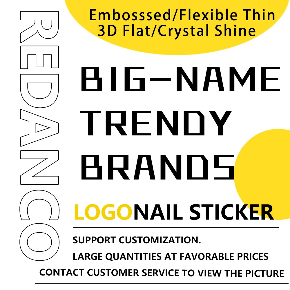 

2025 New Brand Logo Customized Nail Stickers 5D Embossed 3D Flat Brand Customized Wholesale Women DIY Manicure Decorative Decals