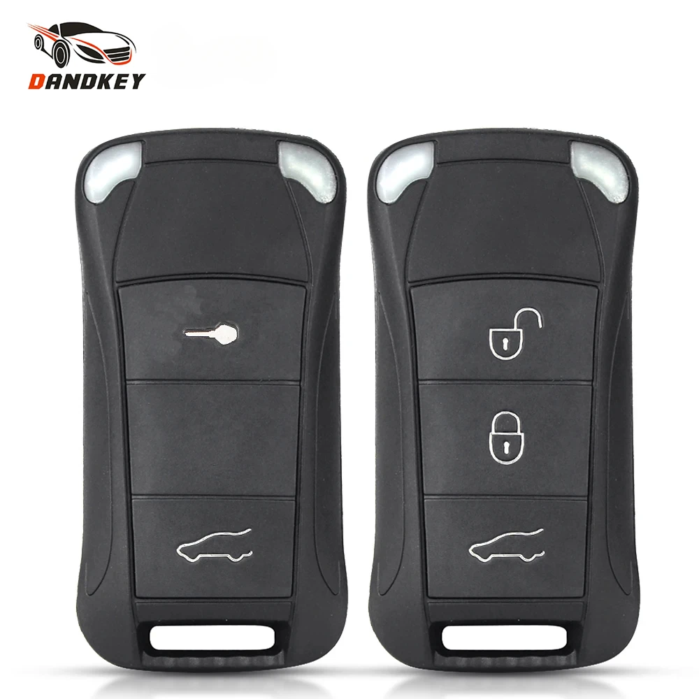 Dandkey 2+Panic 3 Buttons Flip Remote Key Shell Case For Porsche Cayenne GTS Panamera Turbo Carrera 2003+ 2003+ Uncut HU66 blade