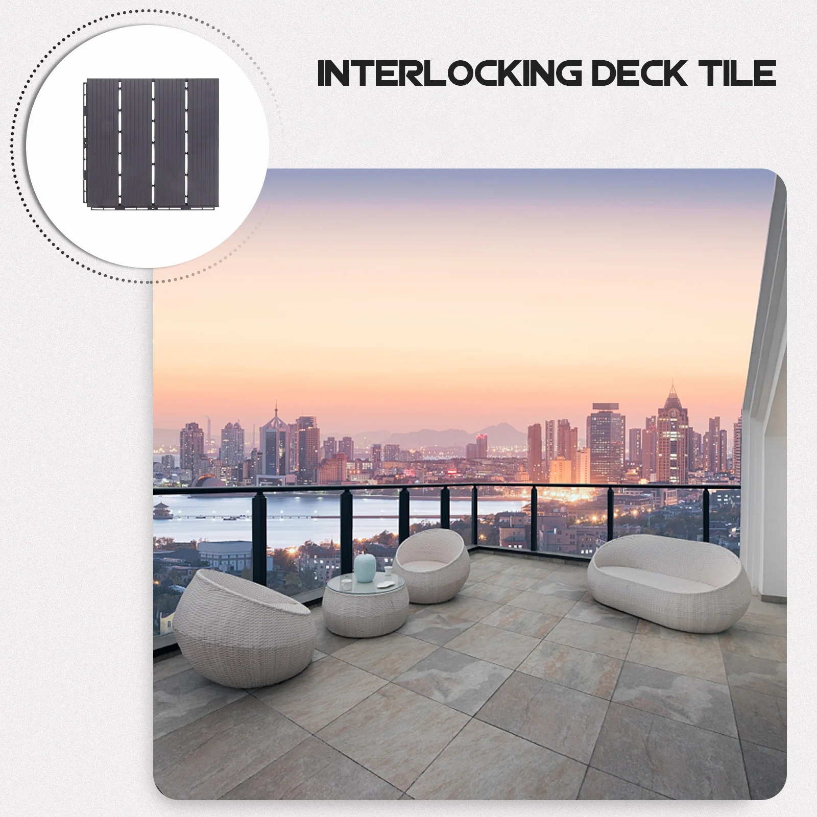 파티오 데크 타일 인터로킹 방수 야외 바닥재 발코니 정원 미끄럼 방지 빠른 물 투과성 견고함