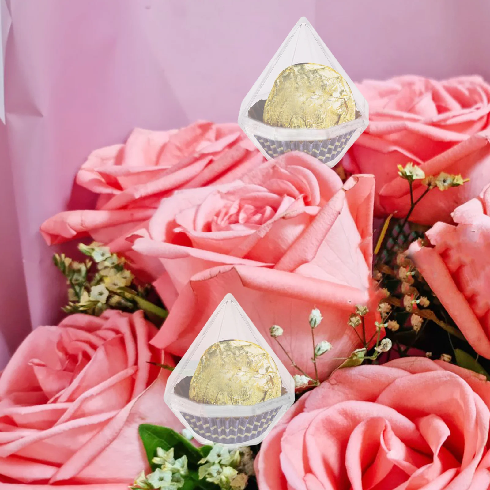 

80pcs Clear Acrylic Chocolate Bouquet Holder Diamond Shape Diy Flower Base For Party Wedding Gift Candy Bouquet Kit Chocolate
