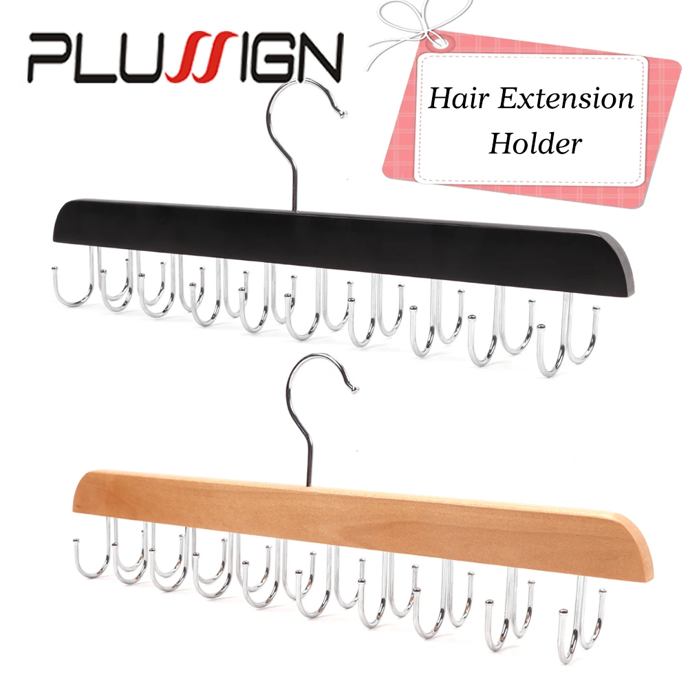 

360° Rotating Burlywood Hair Extension Hanger For Home & Salon 14-Tooth Wooden Hair Holder For Hair Extensions, Wigs, Ponytails