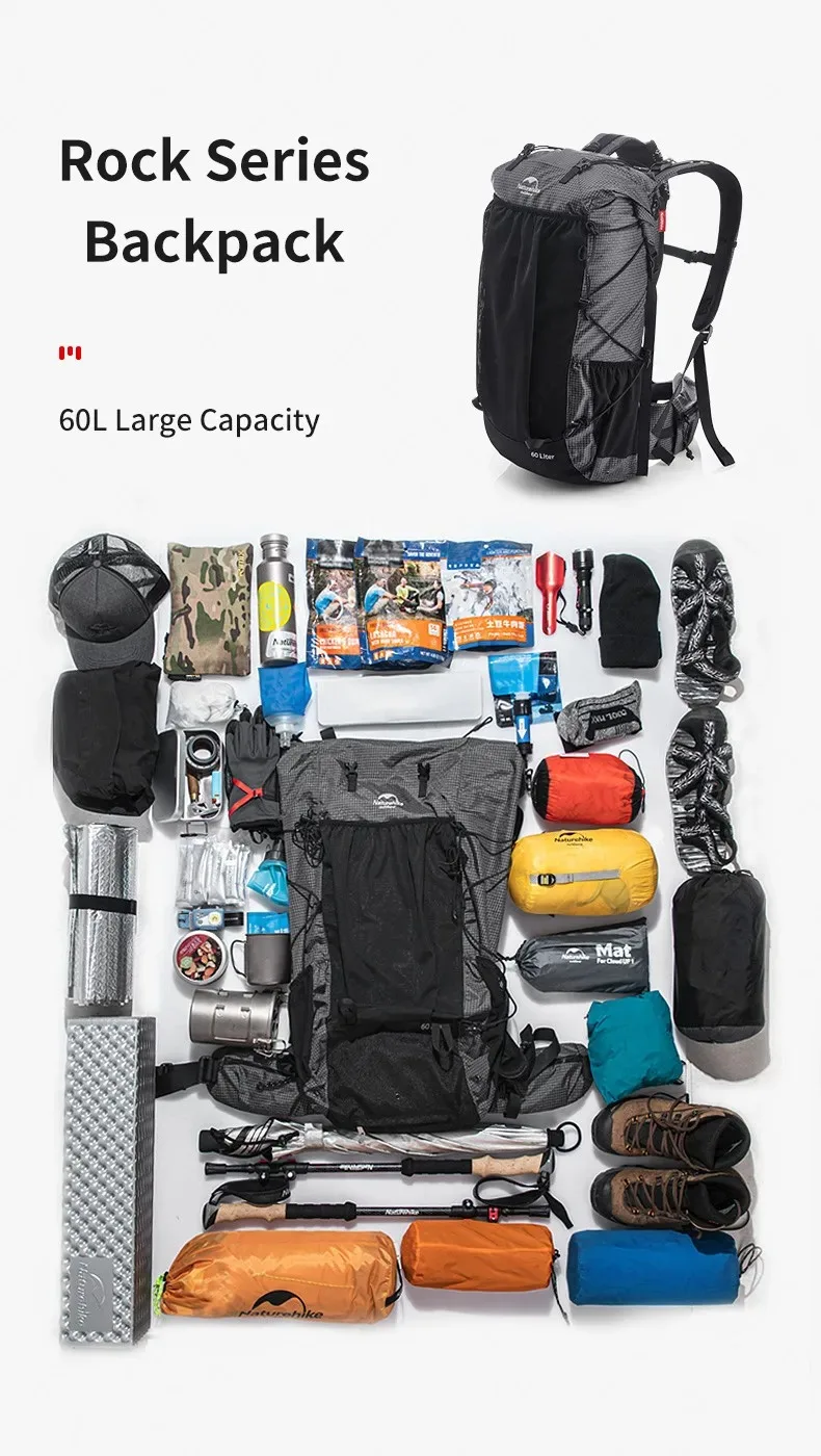 Naturehike 45L Camping Rucksack Große Kapazität Regendicht Reisetasche Ultraleicht Ergonomische Trekking Tasche Outdoor Wandern Rucksack – Detail 2
